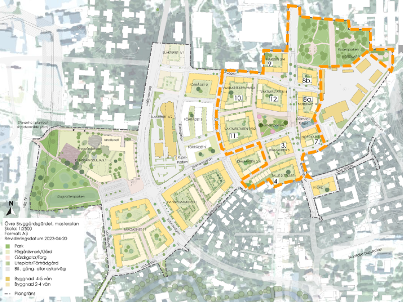 karta med ett omr&aring;de markerat i orange