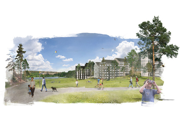 Illustration över Lommarstranden