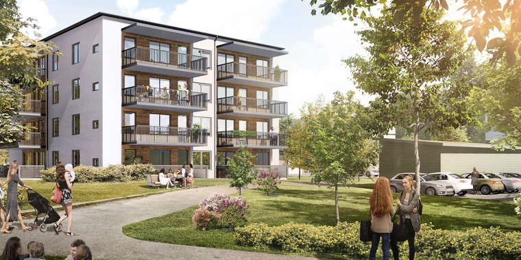 Illustration över vy från gården Bålbroskogen