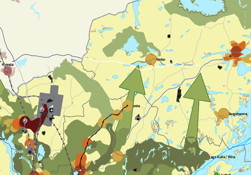 Karta Rimbo i Regional utvecklingsplan f&ouml;r Stockholmsregionen 2050