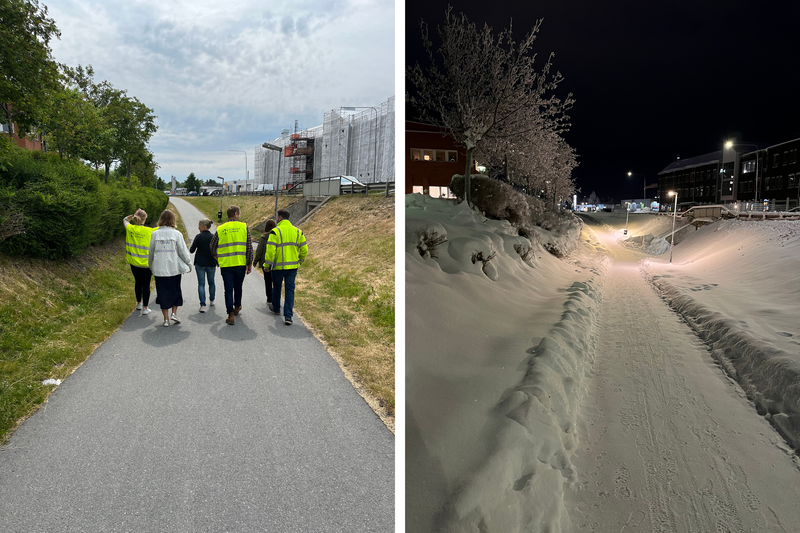 Personer g&aring;r p&aring; en g&aring;ngv&auml;g
