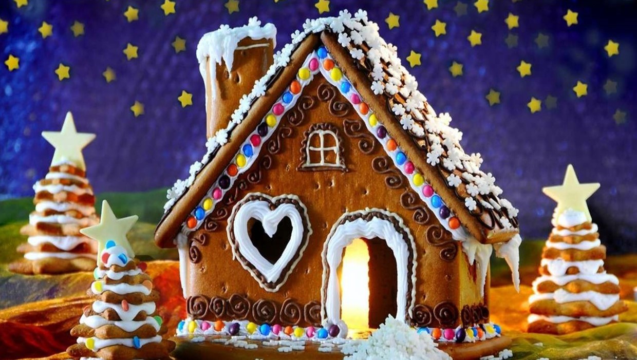 Bilden visar ett pepparkakshus