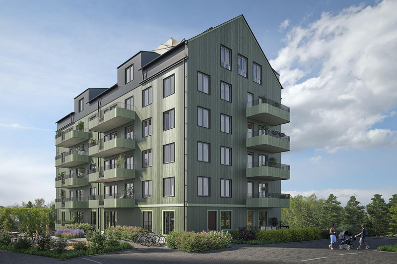Visionsbilder på flerbostadshus