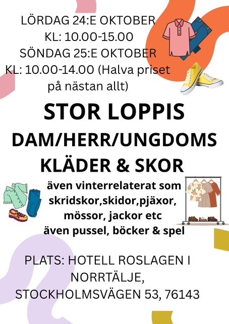 Loppis Hotell Roslagen i Norrtälje 24-25/10 Klockan 10.00-15.00