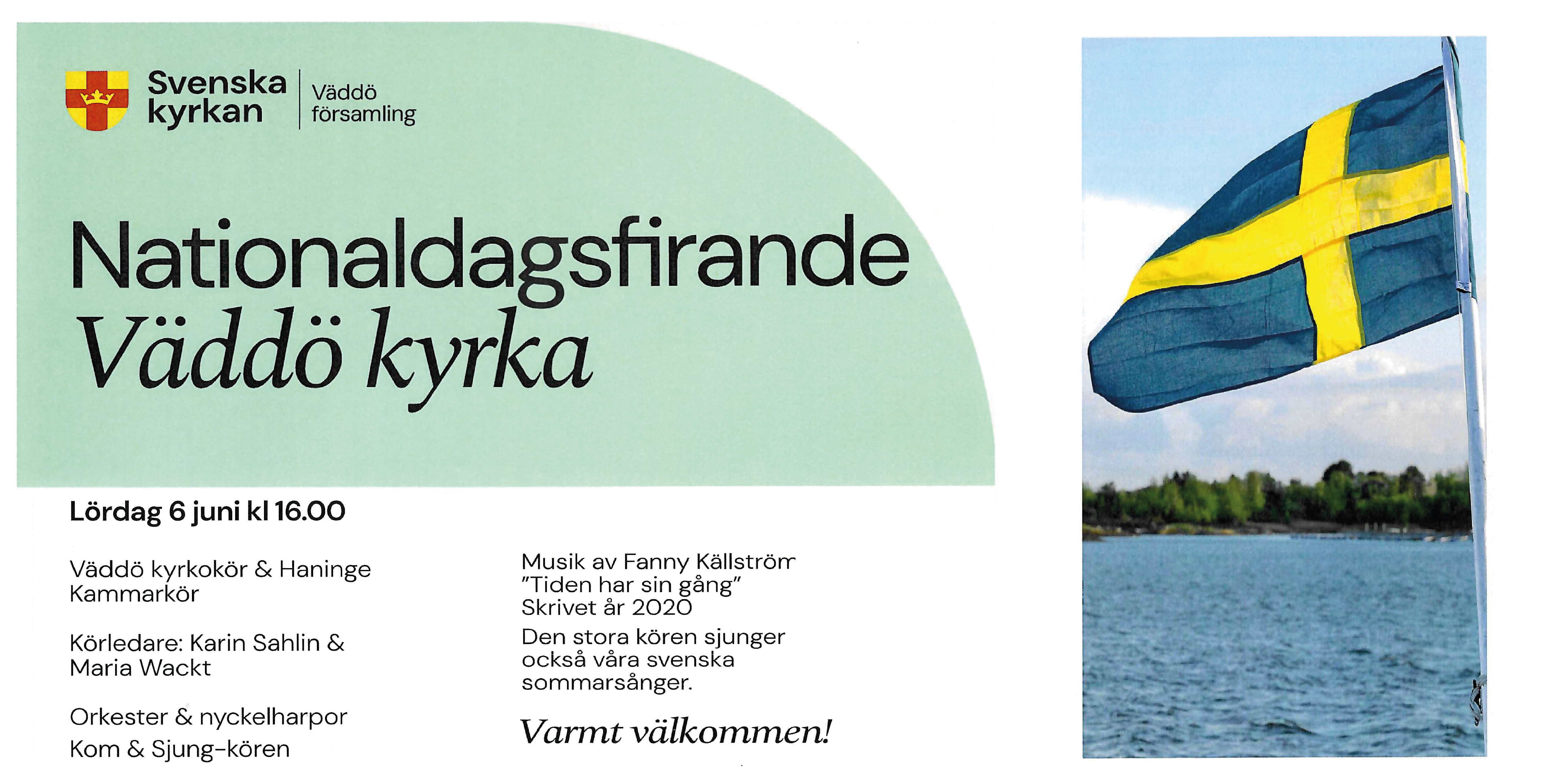 Svenska flaggan blåser i vinden