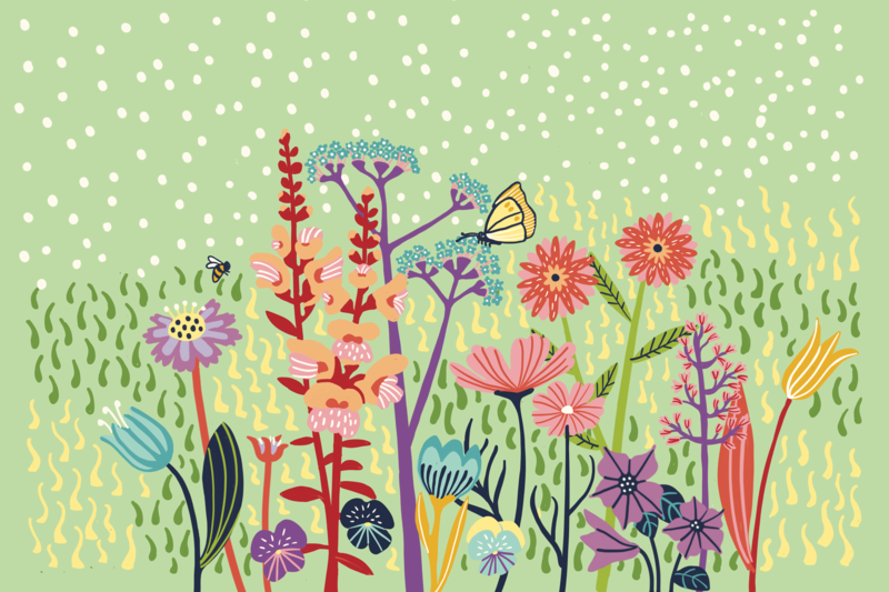 Massa f&auml;rgglada blommor