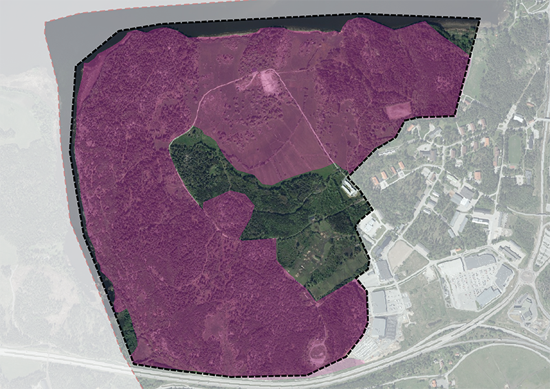 Utredningsomr&aring;de inom utvecklingsomr&aring;de Nordrona