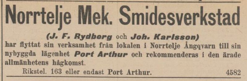 Annons fr&aring;n Norrtelje tidning 1904-10-18