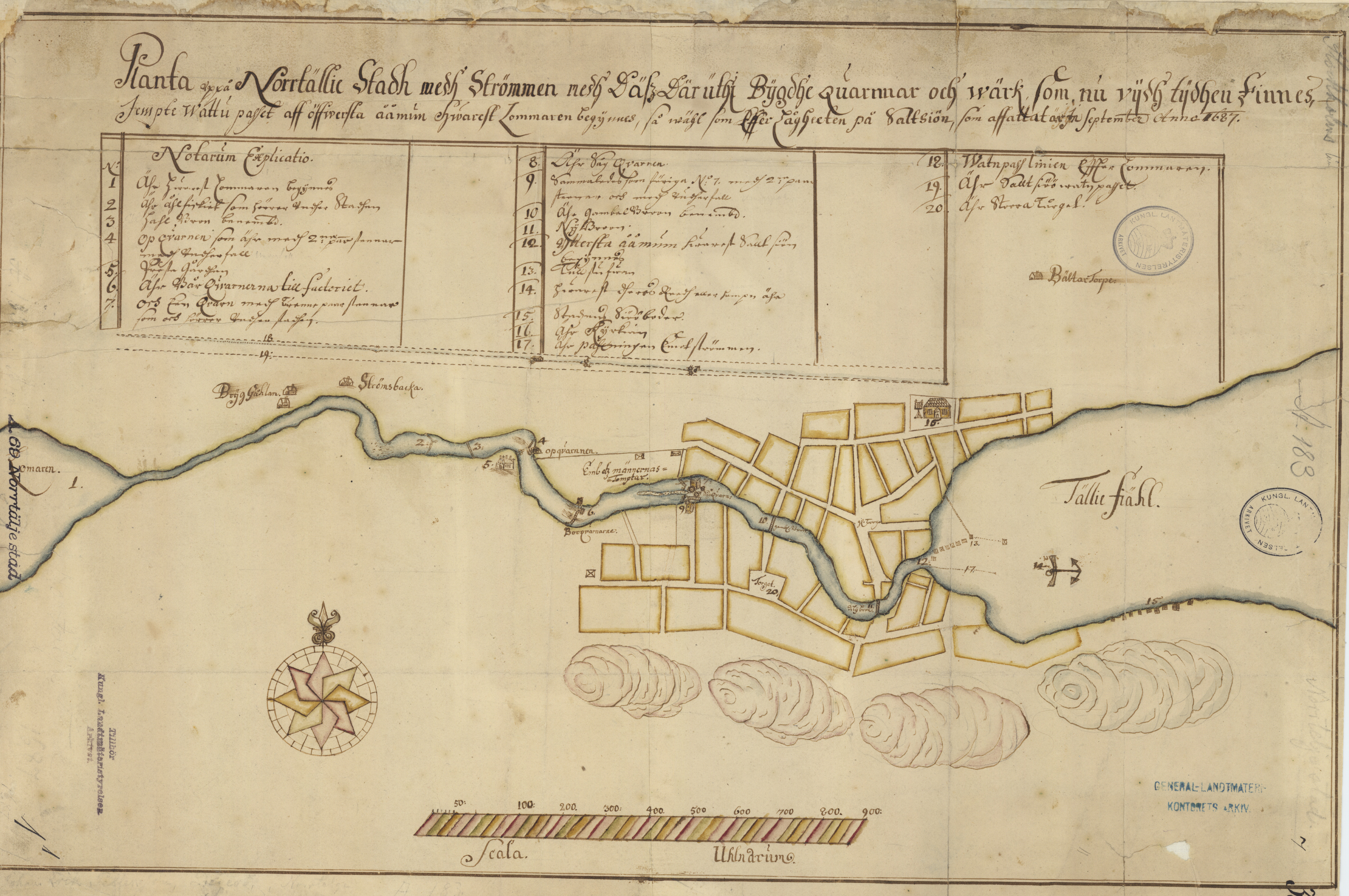 gammal karta över Norrtälje stad