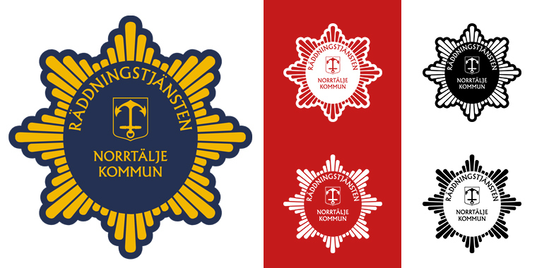 De fem varianter som finns av r&auml;ddningstj&auml;nstens logga.