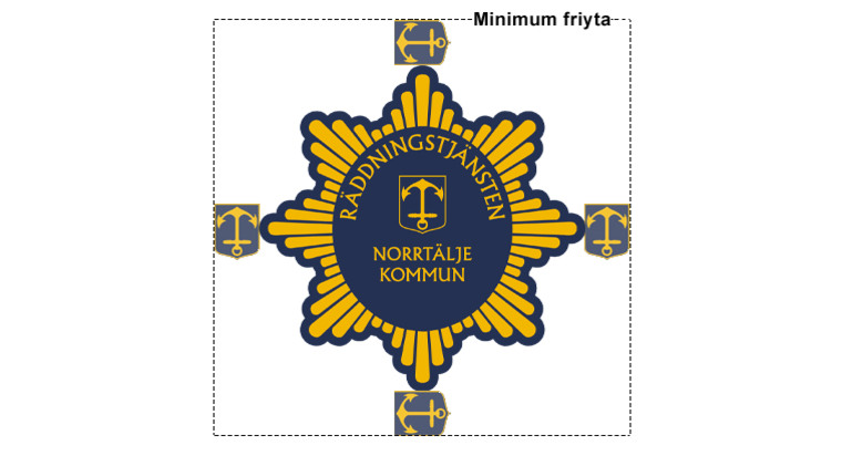 Bilden visar den rekommenderade friytan runt r&auml;ddningstj&auml;nstens logga.