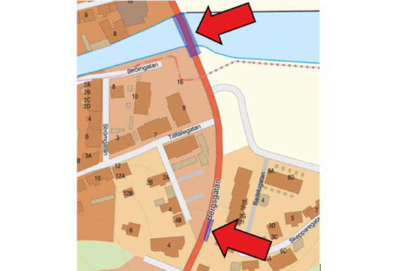 Omr&aring;den som p&aring;verkas vid omm&aring;lning av r&auml;cken p&aring; Stockholmsv&auml;gen