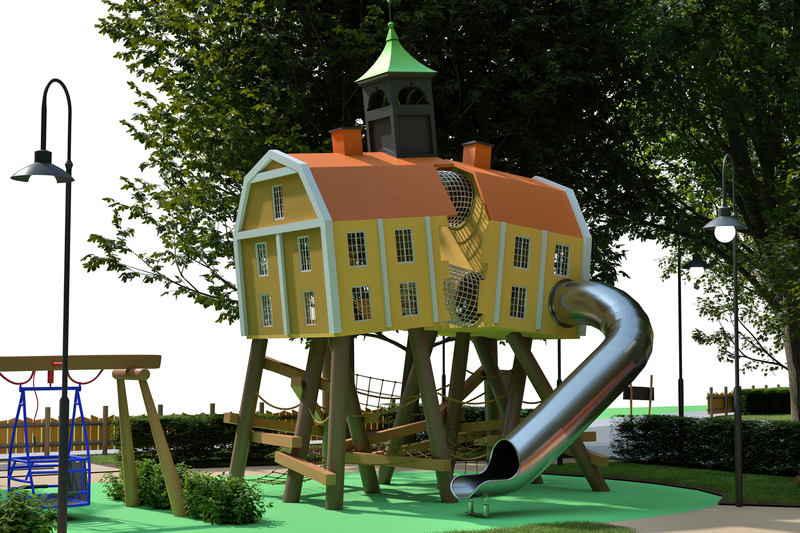 Den stora attraktionen blir Norrt&auml;lje R&aring;dhus upph&ouml;jt p&aring; styltor. (Bild: Hampus ApS)